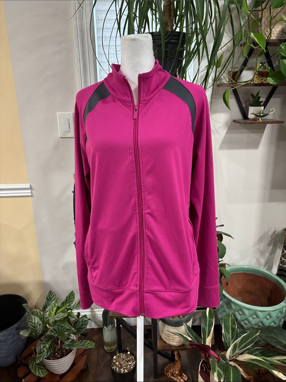 Style & Co. Magenta Full-Zip Athletic Jacket size L